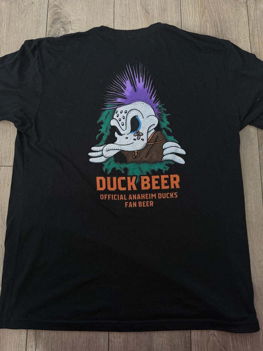 Brewery X Duck Beer Official Anaheim Ducks Fan Beer Black T-Shirt Lg